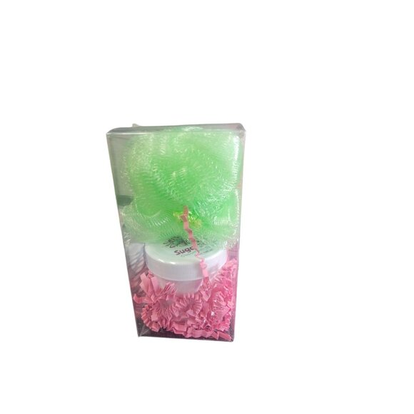 Sugar Scrub Cucumber Splash 3 Oz Gift Set With Green Bath Pouf - Picture 3 of 4